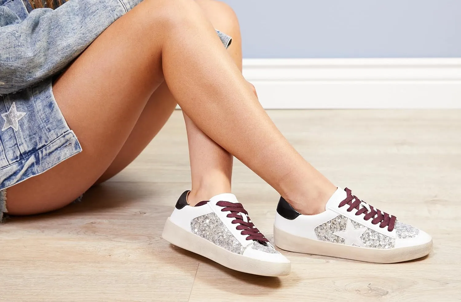 Corkys Footwear Hey Girl Womens Another Round Fashion Sneakers - Featuring a Star Patch and Studs On The Side, Lace-up Detail, and A Cushioned Footbed for All-Day Wear