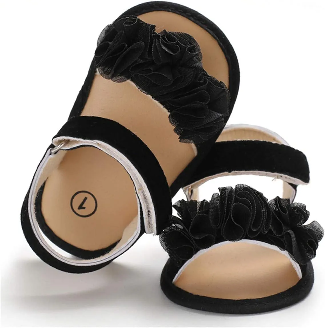COSANKIM Infant Baby Girls Summer Sandals with Flower Soft Sole Newborn Toddler First Walker Crib Dress Shoes