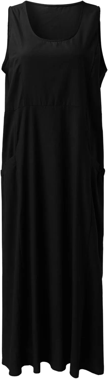 Cotton Linen Dresses for Women 2025 Casual Sleeveless Summer Beach Outfits Plus Size Spring Vacation Maxi Sundresses