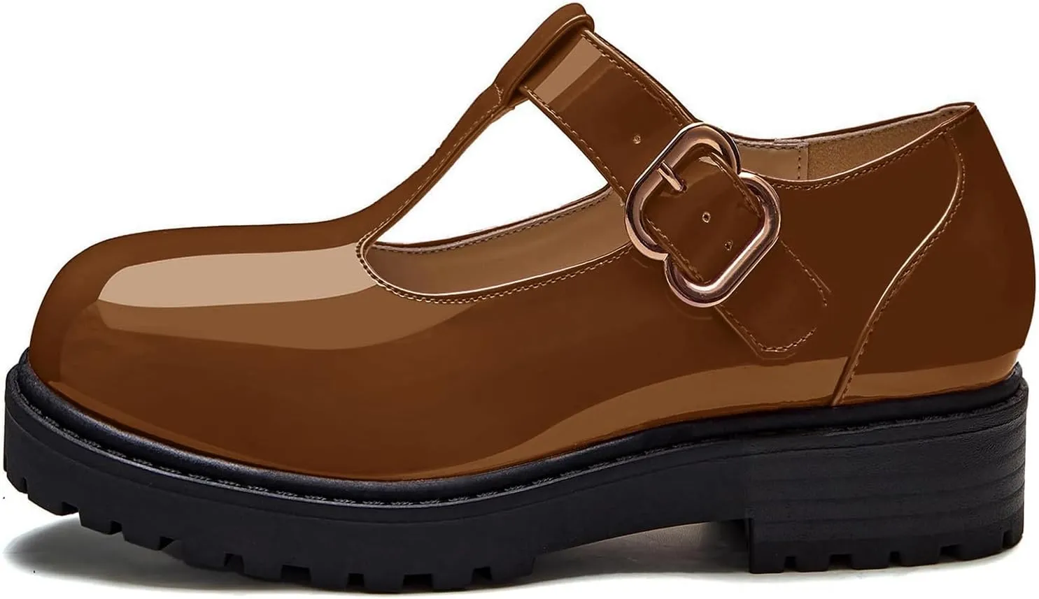 Coutgo Girls Mary Jane Dress Shoes Platform Loafers School Uniform Chunky Heel Closed Toe T-Strap Flats