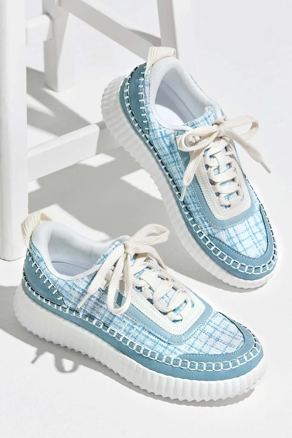 Coutgo Womens Platform Sneakers Lace Up Comfortable Casual Fashion Sneaker Walking Shoes