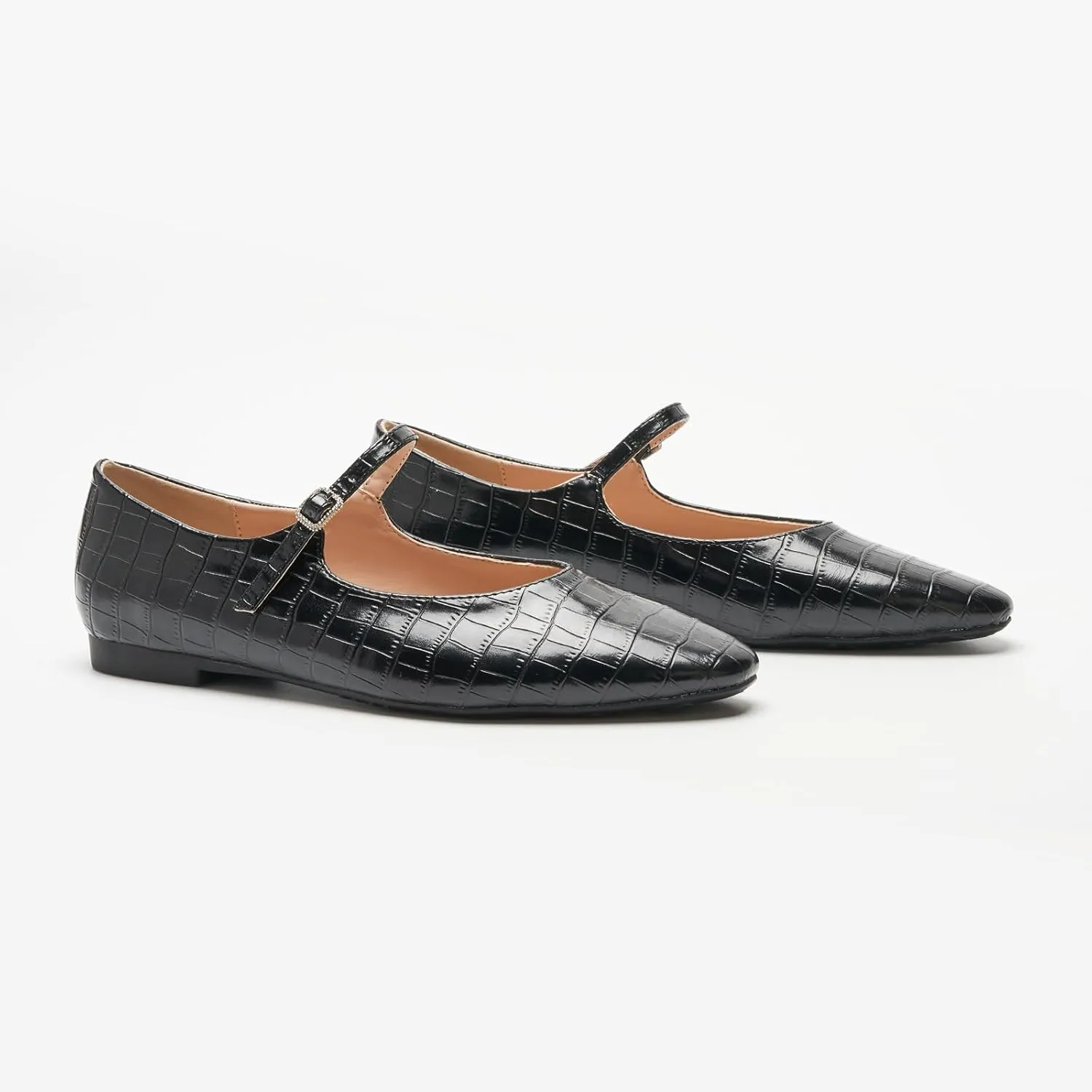 C.Paravano Women's Mary Jane Ballet Flats | Round Toe Leather Flats with Strap | Comfortable Work & Casual Shoes for Daily Wear