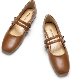 C.Paravano Women's Mary Jane Flats | Closed Toe Mary Jane Shoes for Women | Slip On Mary Janes Ballet Flats | Dress Strap Shoes for Casual Work Office & Wedding Business