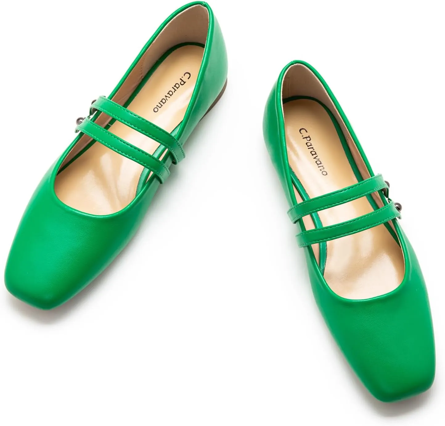 C.Paravano Women's Mary Jane Flats,Square Toe Mary Jane Shoes for Women,Mary Jane Ballet Flats,Slip On Dress Strap Shoes for Casual Work Office & Wedding Business