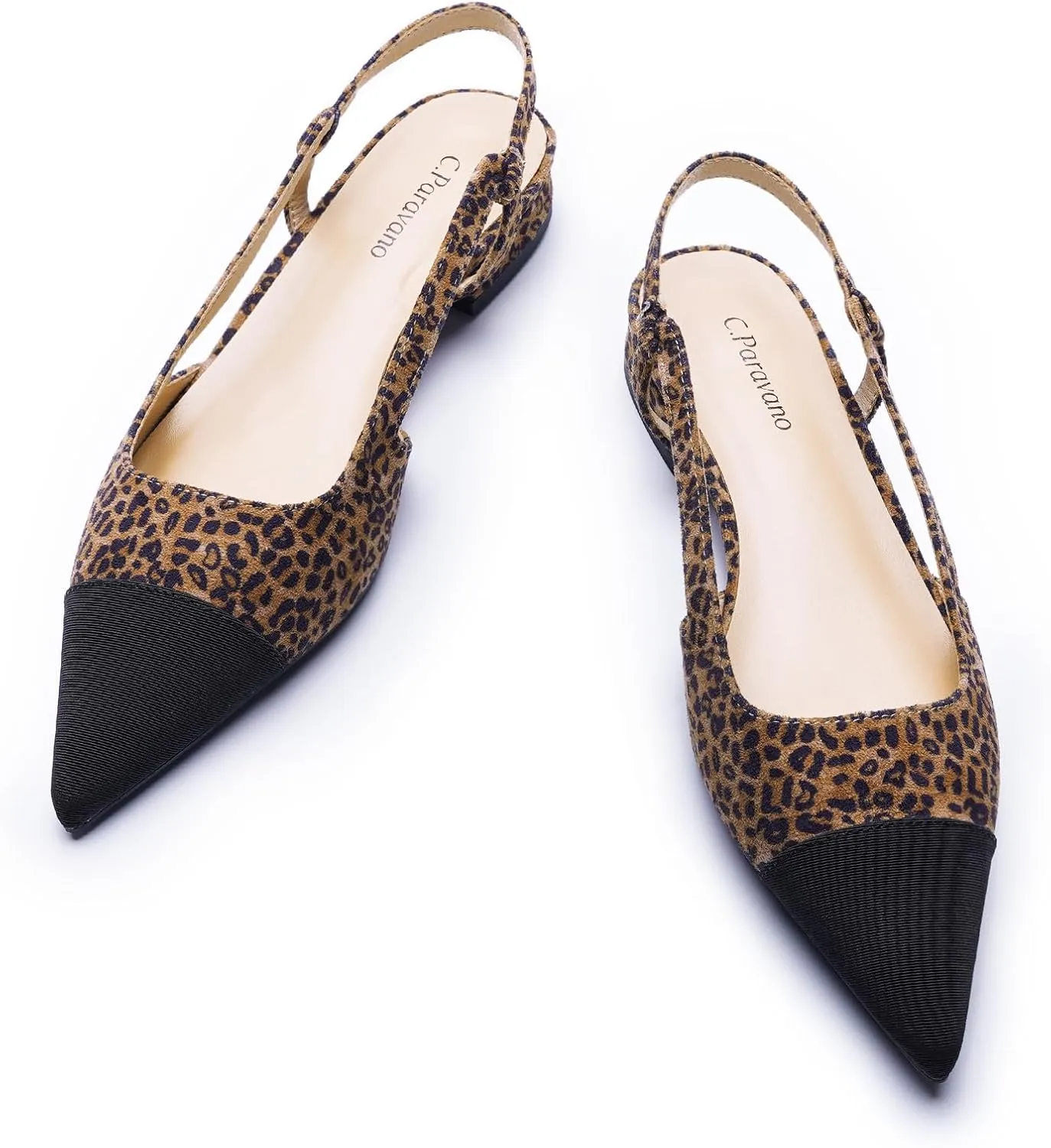 C.Paravano Women's Pointed Toe Slingback Flats | Comfort Heeled Sandals | Slip-On Flats | Perfect for Casual, Business, Party, Date