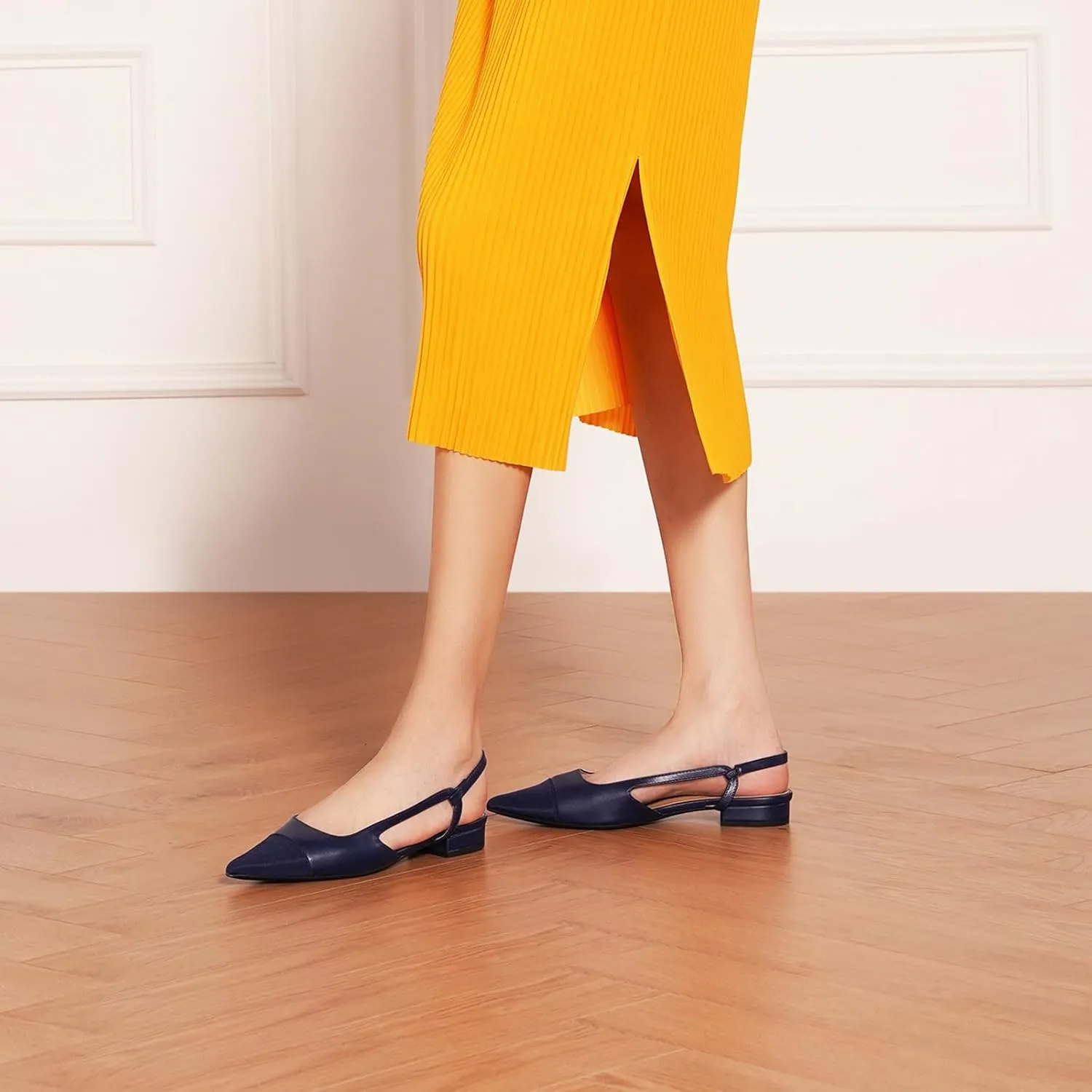 C.Paravano Women's Pointed Toe Slingback Flats | Comfort Heeled Sandals | Slip-On Flats | Perfect for Casual, Business, Party, Date