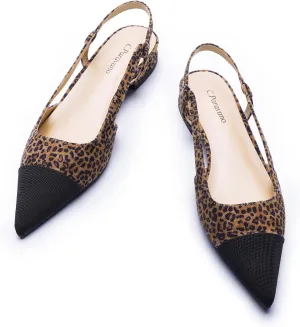 C.Paravano Women's Pointed Toe Slingback Flats | Comfort Heeled Sandals | Slip-On Flats | Perfect for Casual, Business, Party, Date