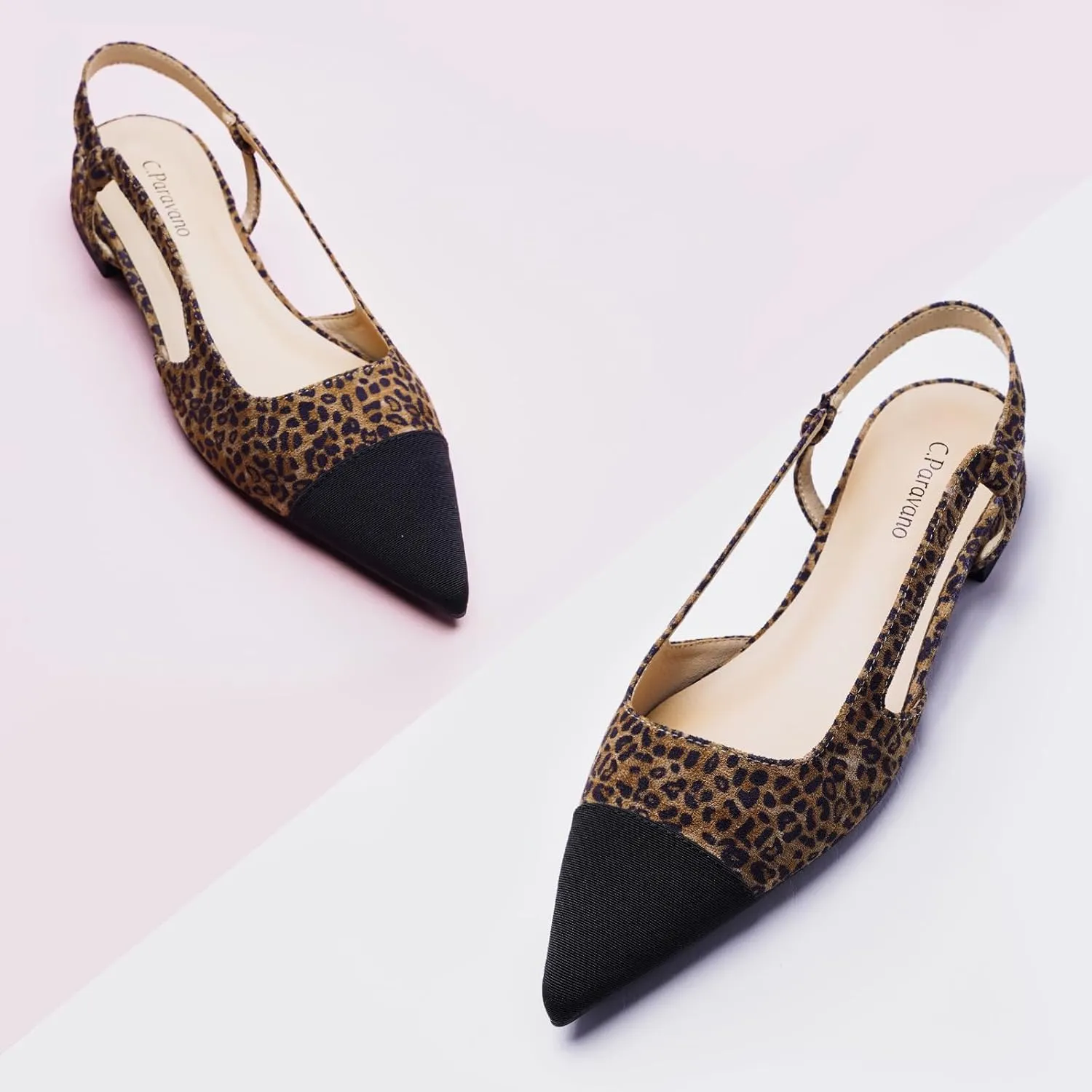 C.Paravano Women's Pointed Toe Slingback Flats | Comfort Heeled Sandals | Slip-On Flats | Perfect for Casual, Business, Party, Date