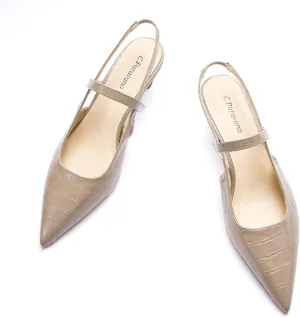 C.Paravano Women's Slingback Flats & Heels - Pointed Toe, Ankle Strap, Comfortable Leather Dress Shoes