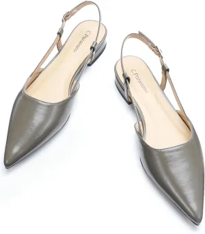C.Paravano Women's Slingback Flats Pointed Toe Slingback Flats for Women Slingback Sandals Adjustable Ankle Strap Shoes