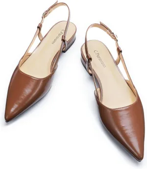 C.Paravano Women's Slingback Flats Pointed Toe Slingback Flats for Women Slingback Sandals Adjustable Ankle Strap Shoes