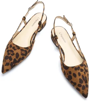 C.Paravano Women's Slingback Flats Pointed Toe Slingback Flats for Women Slingback Sandals Adjustable Ankle Strap Shoes