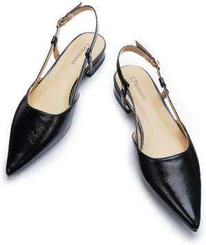 C.Paravano Women's Slingback Flats Pointed Toe Slingback Flats for Women Slingback Sandals Adjustable Ankle Strap Shoes