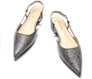 C.Paravano Women's Slingback Flats Snakeskin Print Pointed Toe Slingback Flats for Women Slingback Sandals Adjustable Ankle Strap Shoes