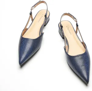 C.Paravano Women's Slingback Flats Snakeskin Print Pointed Toe Slingback Flats for Women Slingback Sandals Adjustable Ankle Strap Shoes