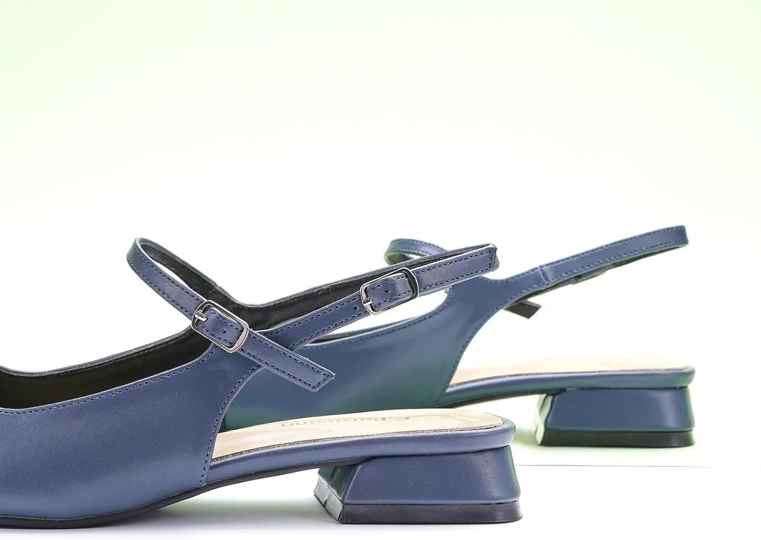 C.Paravano Women's Slingback | Square Toe Slingback Flats | Ankle Strap Flats Sandals | Slip on Casual Flats Shoes | Leather Dress Shoes for Wedding