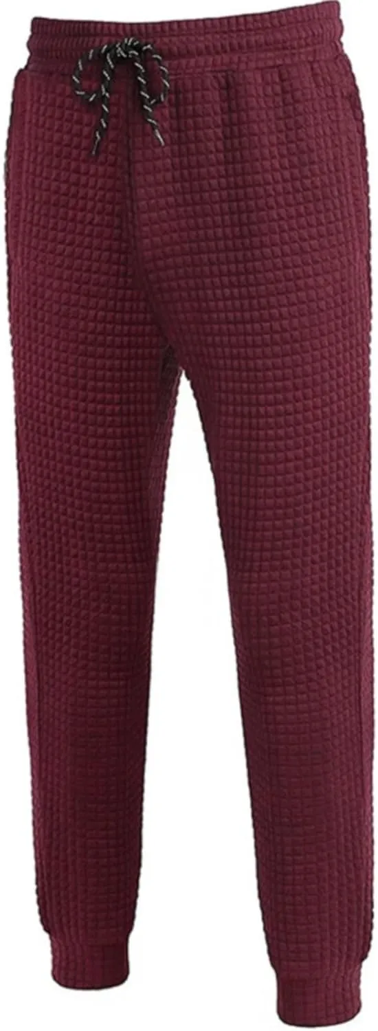 CRNTCEM Mens 2 Pieces Sweat Suits Lightweight Long Sleeve Waffle Knitted Workout Henley Sets Male Casual Jogging Tracksuits