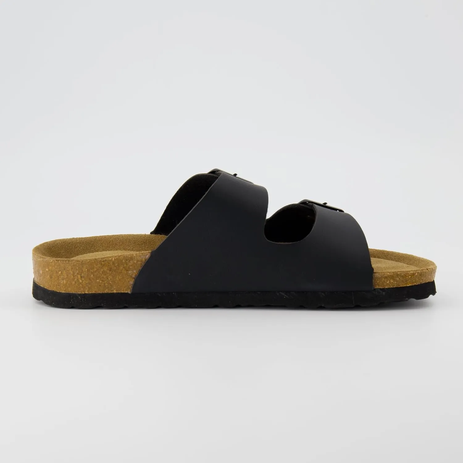 CUSHIONAIRE Lane Cork Footbed Sandals for Women – Comfortable Double Buckle Slip-On with Genuine Suede Footbed & Arch Support Slides for Women Footwear