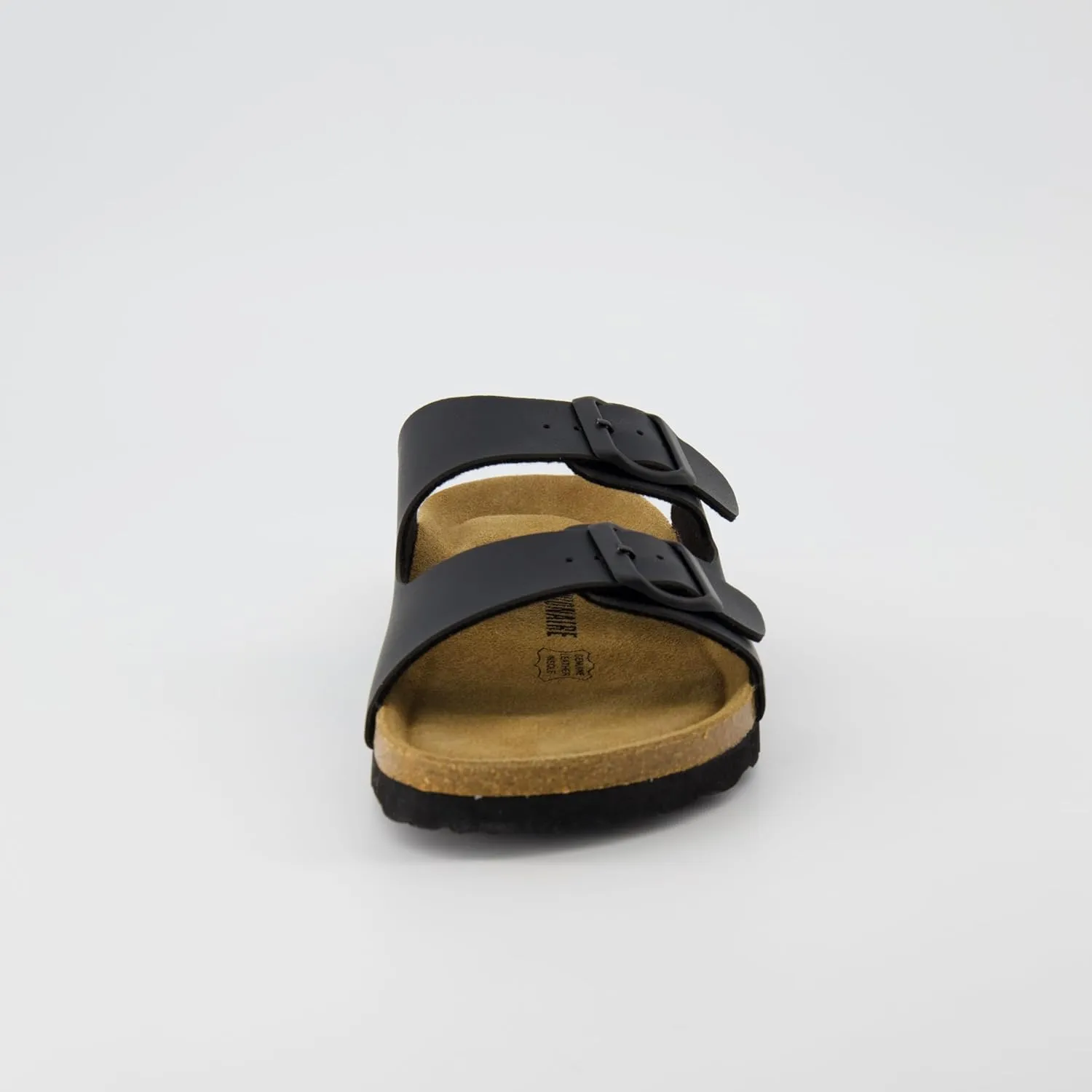 CUSHIONAIRE Lane Cork Footbed Sandals for Women – Comfortable Double Buckle Slip-On with Genuine Suede Footbed & Arch Support Slides for Women Footwear
