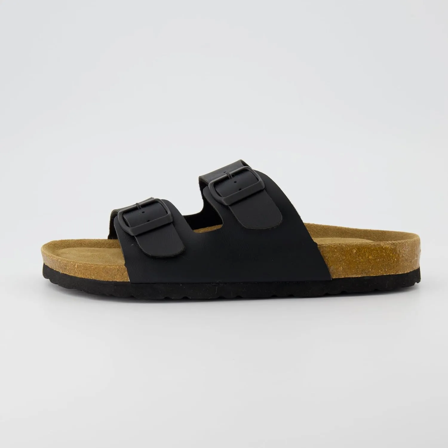 CUSHIONAIRE Lane Cork Footbed Sandals for Women – Comfortable Double Buckle Slip-On with Genuine Suede Footbed & Arch Support Slides for Women Footwear