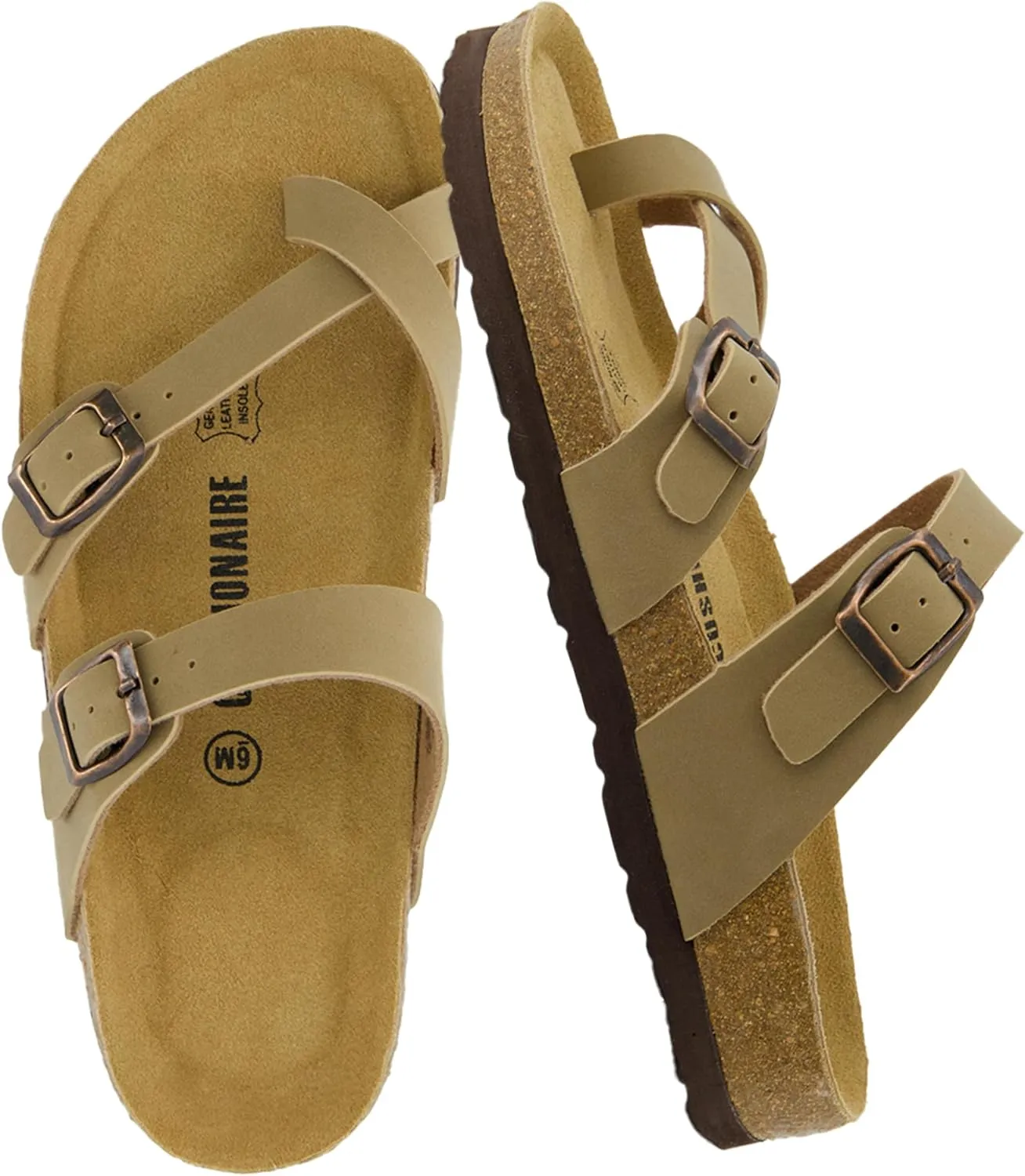 CUSHIONAIRE Women's Luna Cork Footbed Sandal With  Comfort