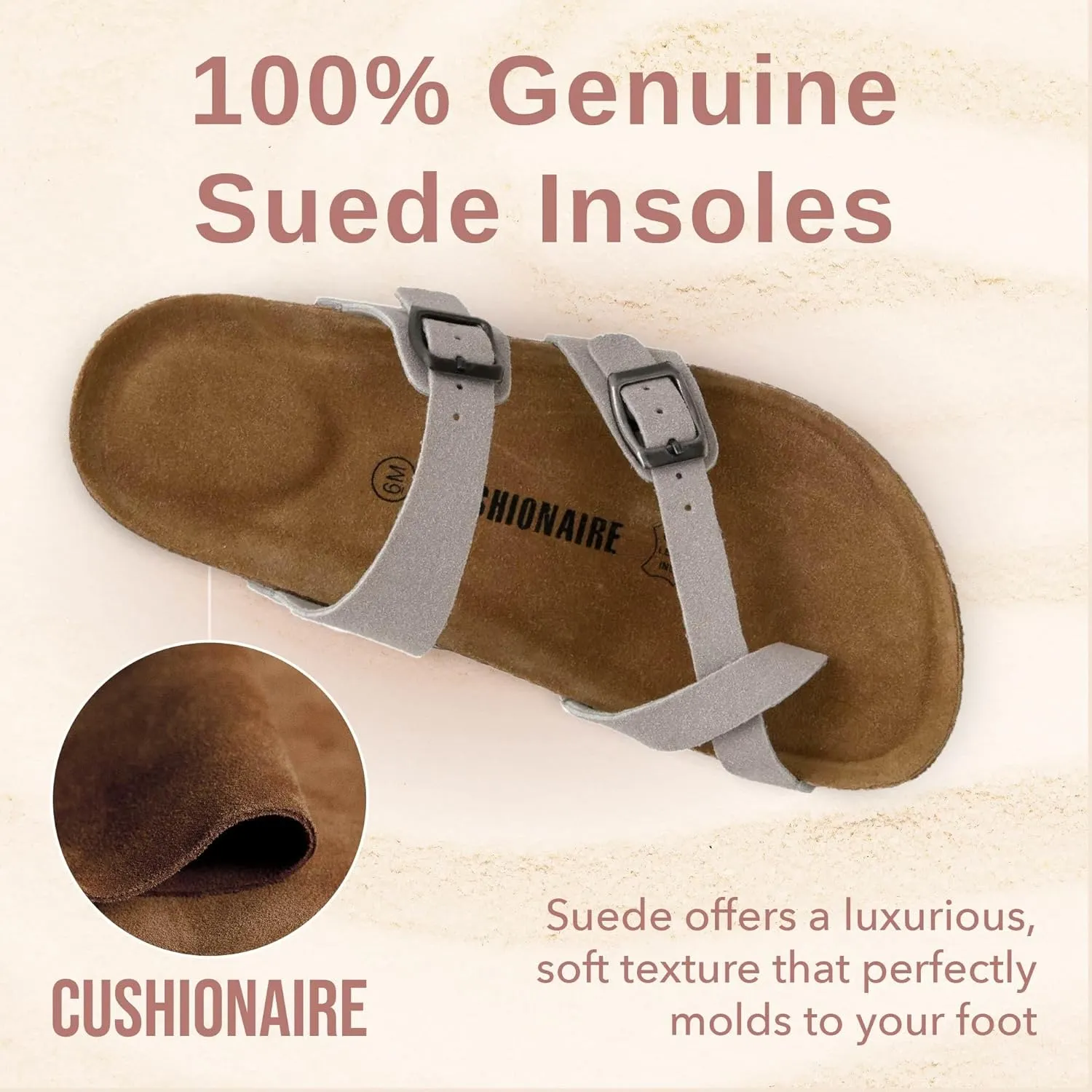 CUSHIONAIRE Women's Luna Cork Footbed Sandal With  Comfort