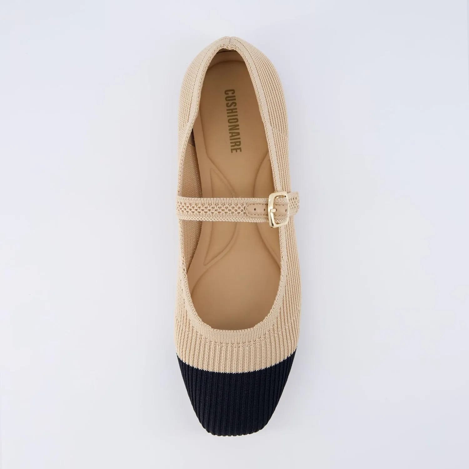CUSHIONAIRE Women's Petal Mary Jane Knit Flat with  Memory Foam and Wide Widths Available