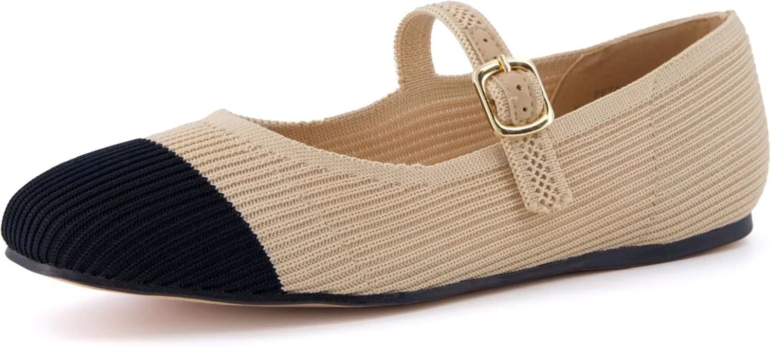 CUSHIONAIRE Women's Petal Mary Jane Knit Flat with  Memory Foam and Wide Widths Available