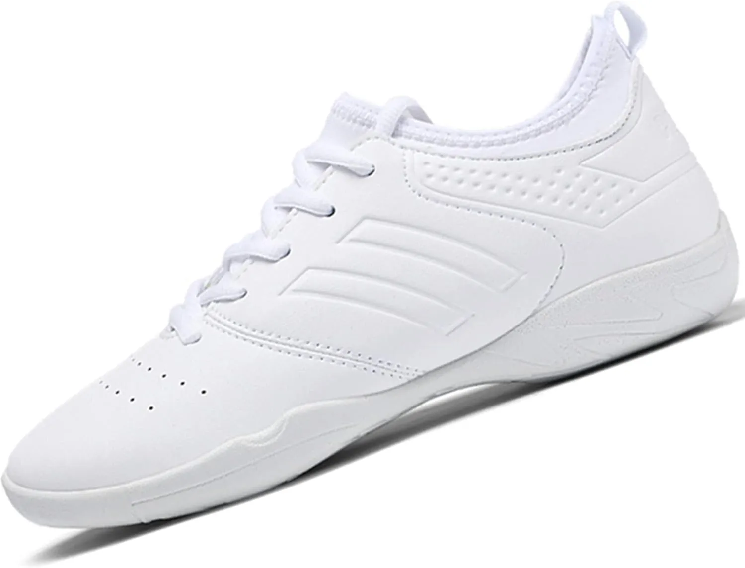 DADAWEN Cheer Shoes for Youth Girls Women White Cheerleading Dancing Shoes Athletic Training Tennis Walking Breathable Competition Cheer Sneakers