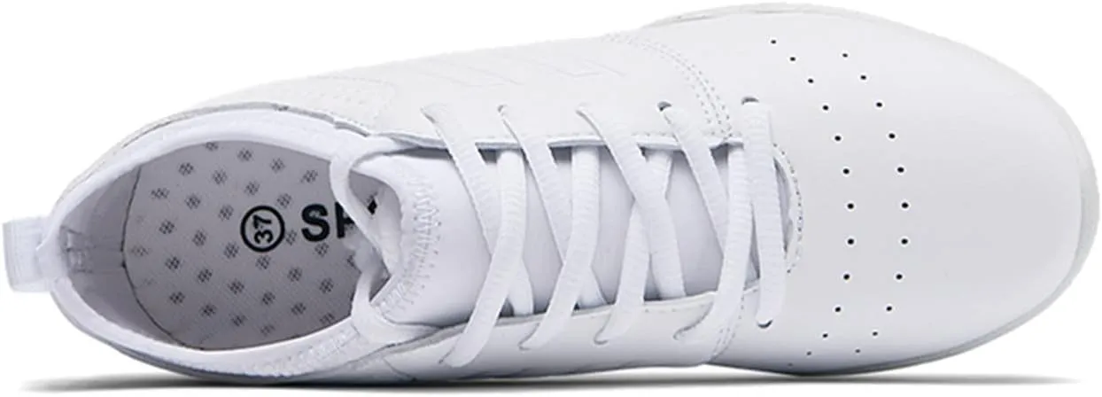 DADAWEN Cheer Shoes for Youth Girls Women White Cheerleading Dancing Shoes Athletic Training Tennis Walking Breathable Competition Cheer Sneakers