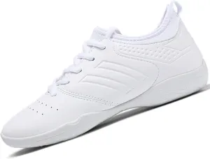 DADAWEN Cheer Shoes for Youth Girls Women White Cheerleading Dancing Shoes Athletic Training Tennis Walking Breathable Competition Cheer Sneakers
