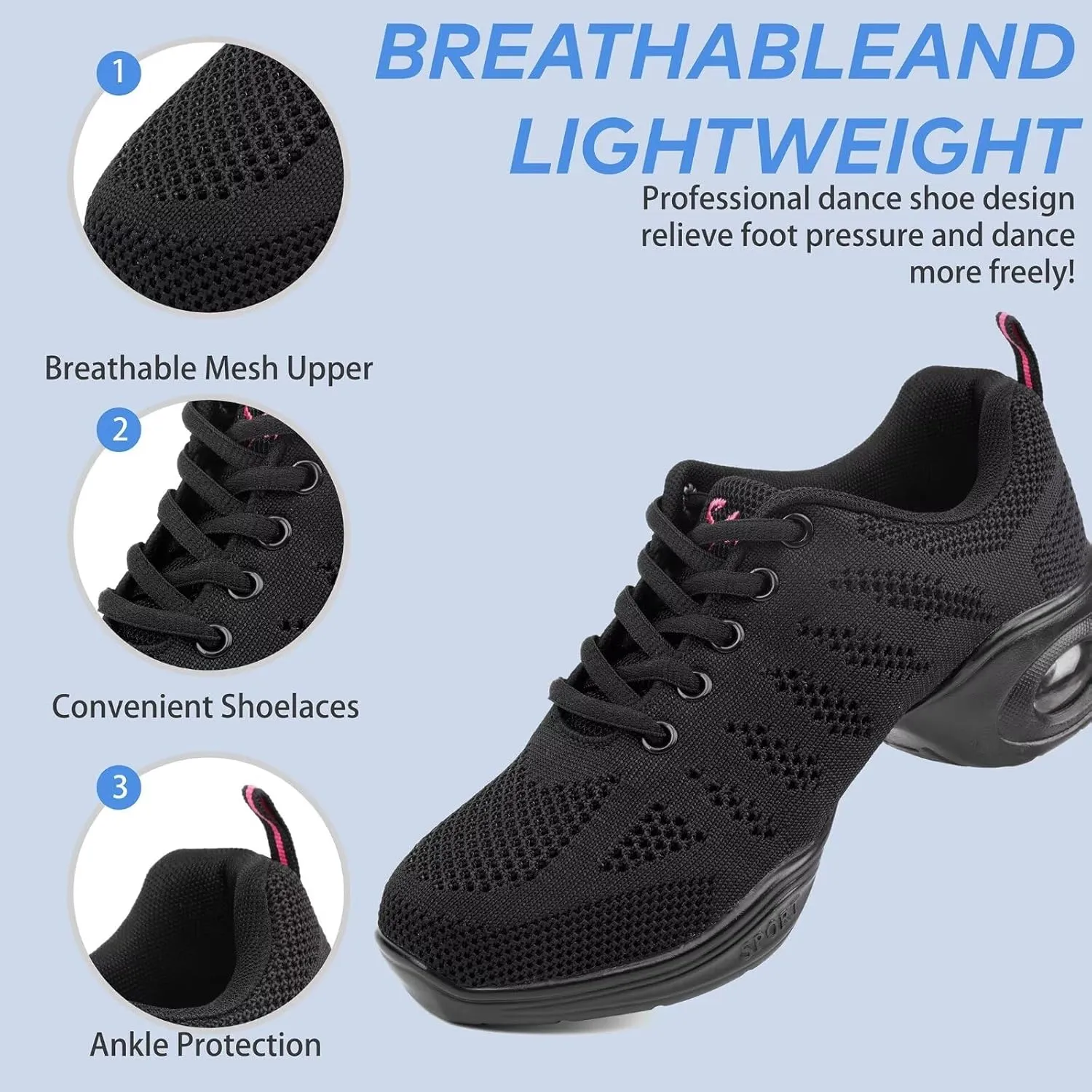 Dance Sneakers for Women with Split Sole and Air Cushion.