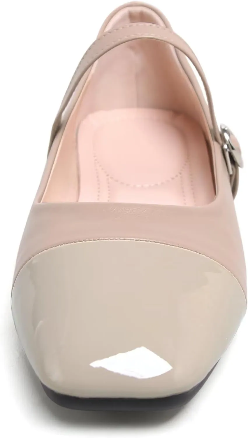Dear Time Mary Jane Flats for Women Ballets Flats Strap Shoes Dressy Comfortable Square Toe Mary Jane Buckle Flats Shoes