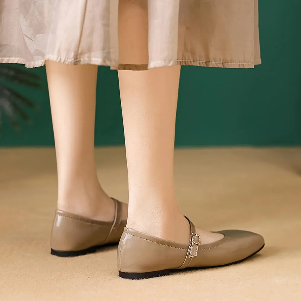 Dear Time Mary Jane Flats for Women Ballets Flats Strap Shoes Dressy Comfortable Square Toe Mary Jane Buckle Flats Shoes