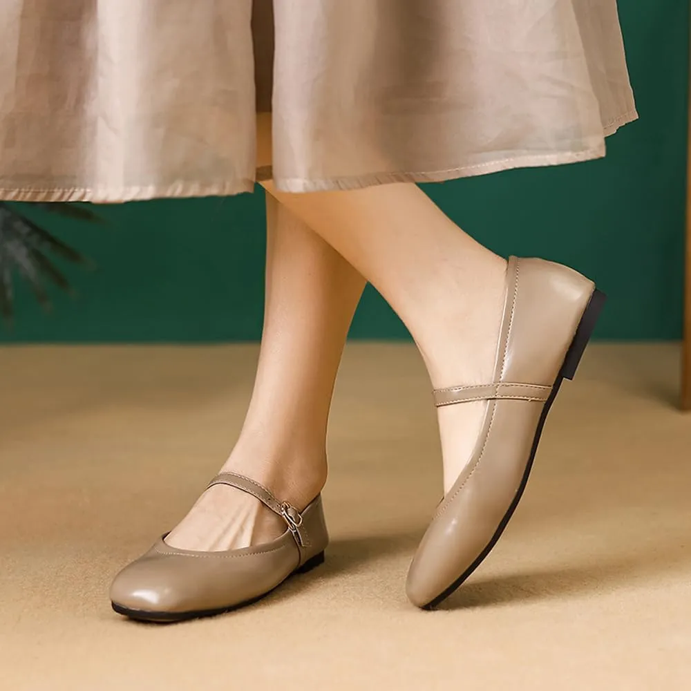 Dear Time Mary Jane Flats for Women Ballets Flats Strap Shoes Dressy Comfortable Square Toe Mary Jane Buckle Flats Shoes