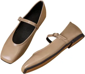 Dear Time Mary Jane Flats for Women Ballets Flats Strap Shoes Dressy Comfortable Square Toe Mary Jane Buckle Flats Shoes