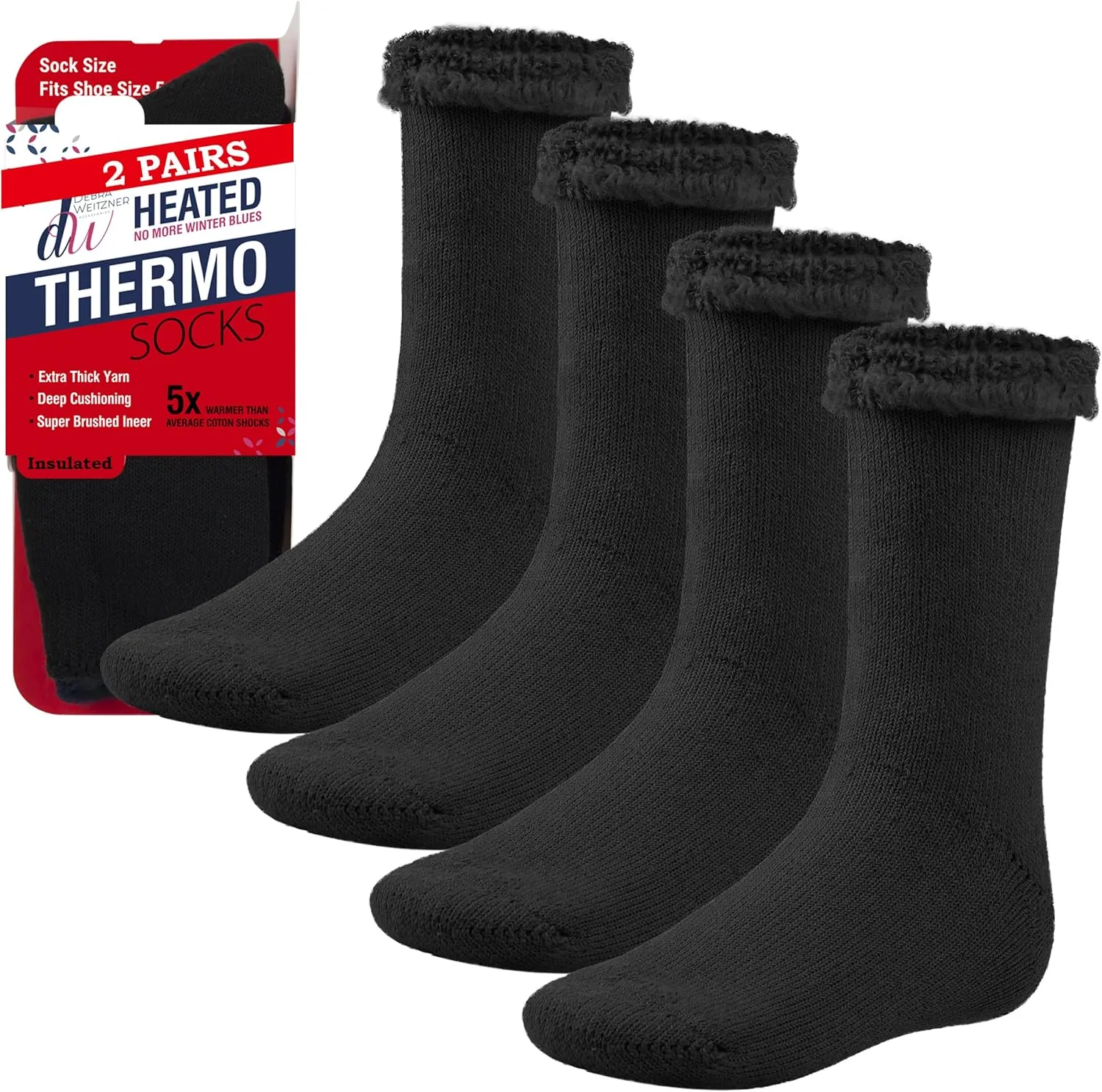 Debra Weitzner Warm Thermal Socks for Men and Women Extreme Cold Weather Winter Wear Insulated Heavy Boot Socks 2 Pairs