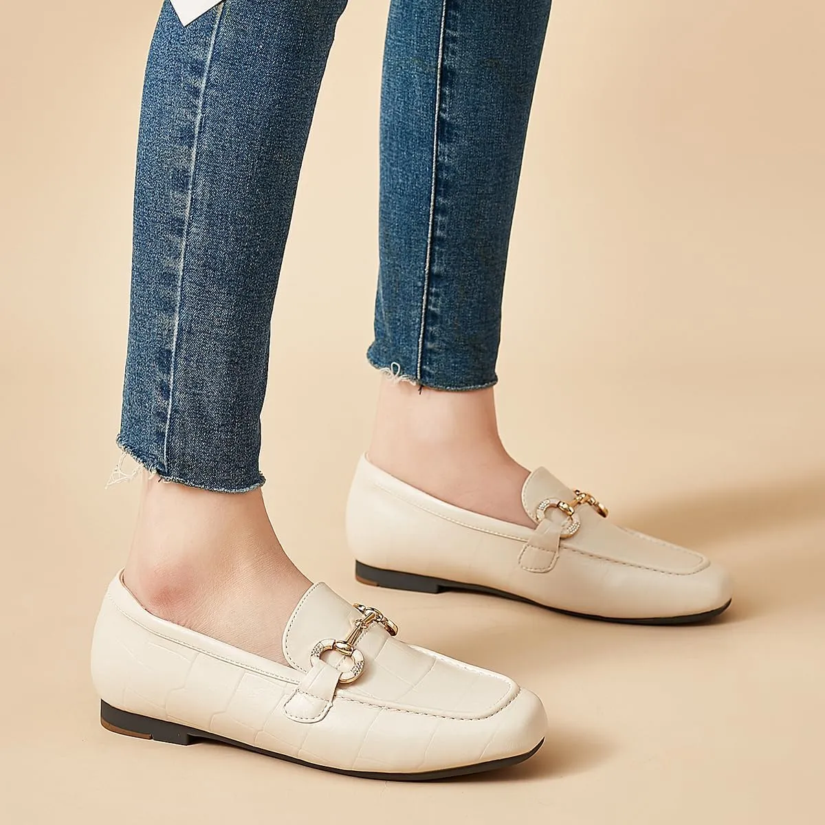 DeYashopin Womens Loafers Shoes Fashion Low Heel Slip on Shoes Comfortable Driving Flats