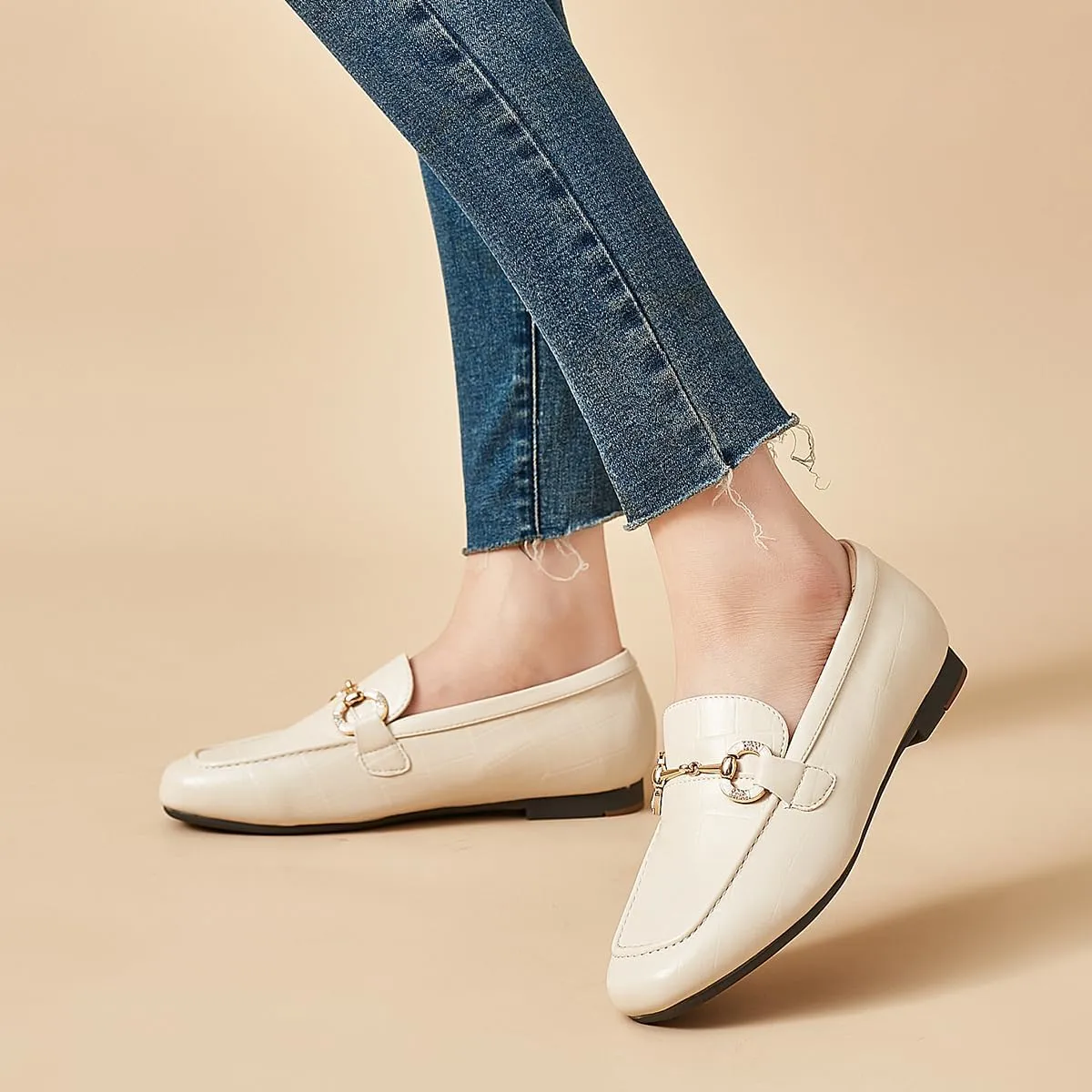 DeYashopin Womens Loafers Shoes Fashion Low Heel Slip on Shoes Comfortable Driving Flats