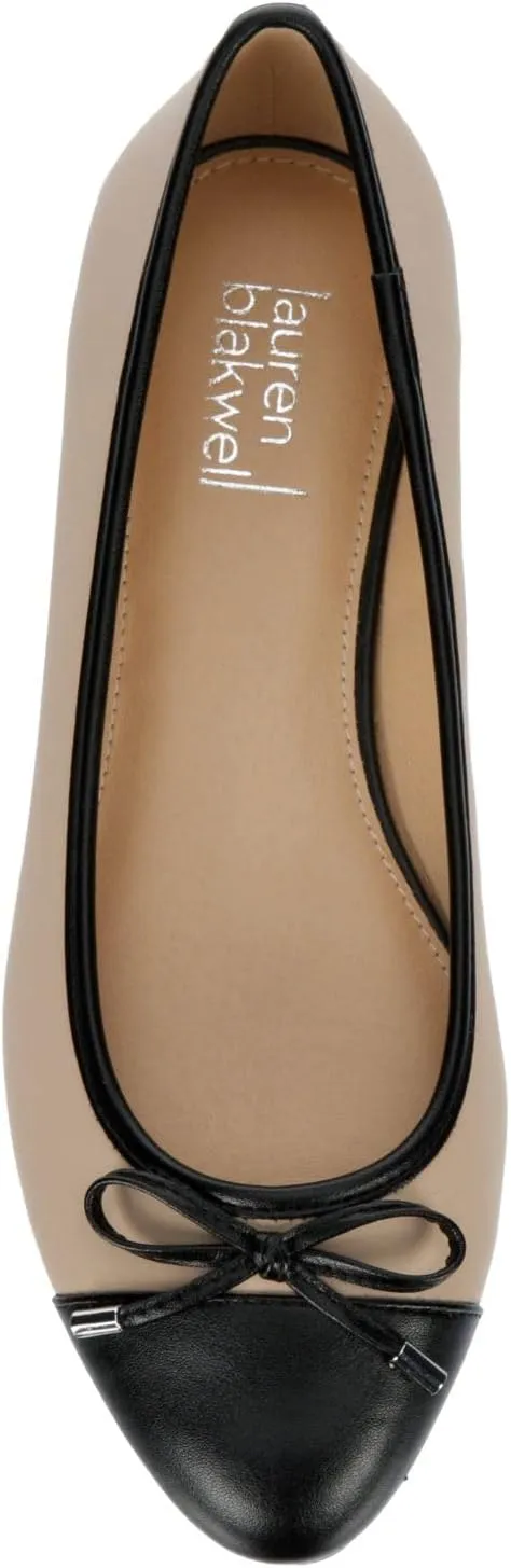 Dianna - Women's Slip-On Two Tone Cap Toe Ballet Flats
