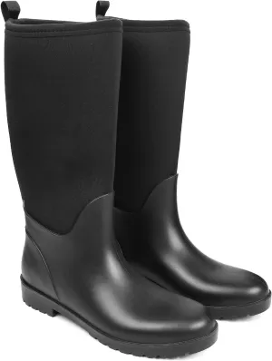 DKSUKO Women Rain Boots Waterproof,Rubber Tall Pull on Insulated Snow Mud Shoes