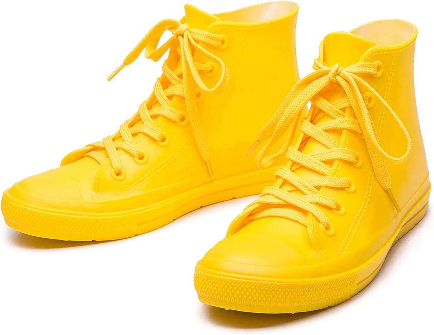 DKSUKO Women's Rain Boots Waterproof High Top Rain Shoes with Lace Up Anti-Slip Garden Shoes