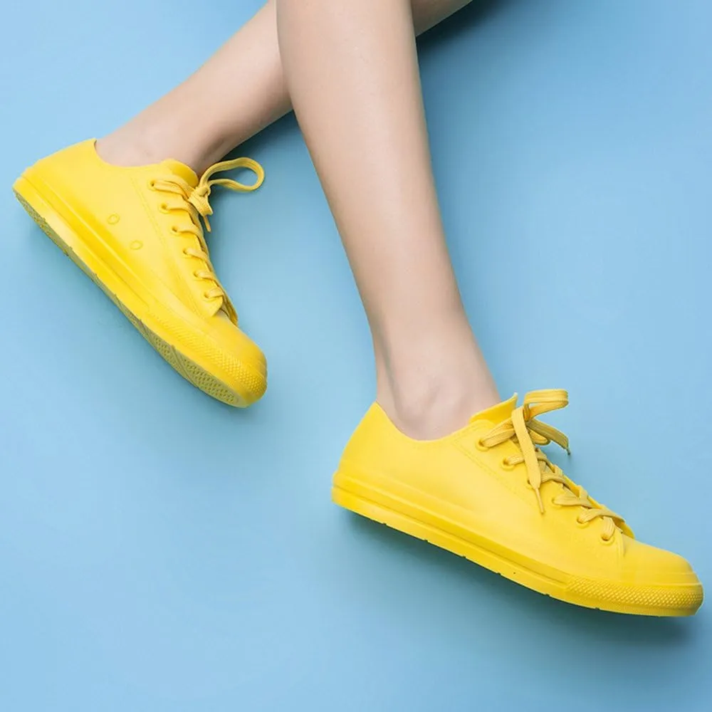 DKSUKO Women's Rain Boots Waterproof High Top Rain Shoes with Lace Up Anti-Slip Garden Shoes