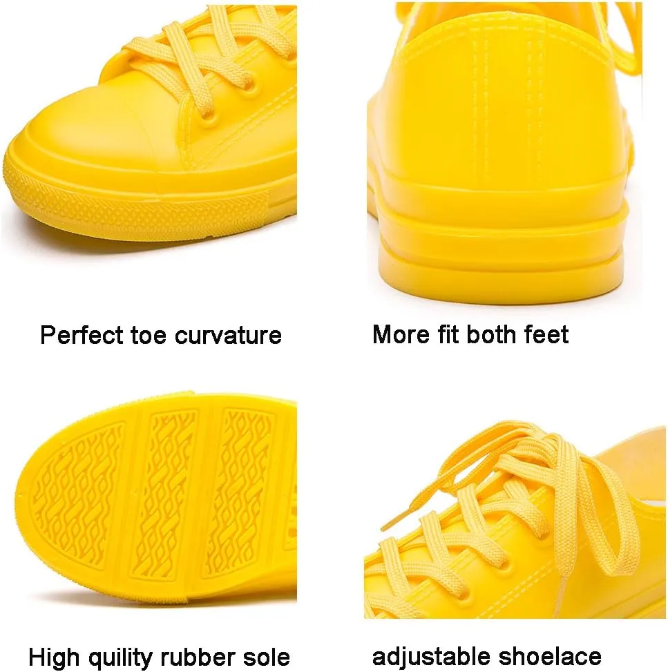 DKSUKO Women's Rain Boots Waterproof High Top Rain Shoes with Lace Up Anti-Slip Garden Shoes