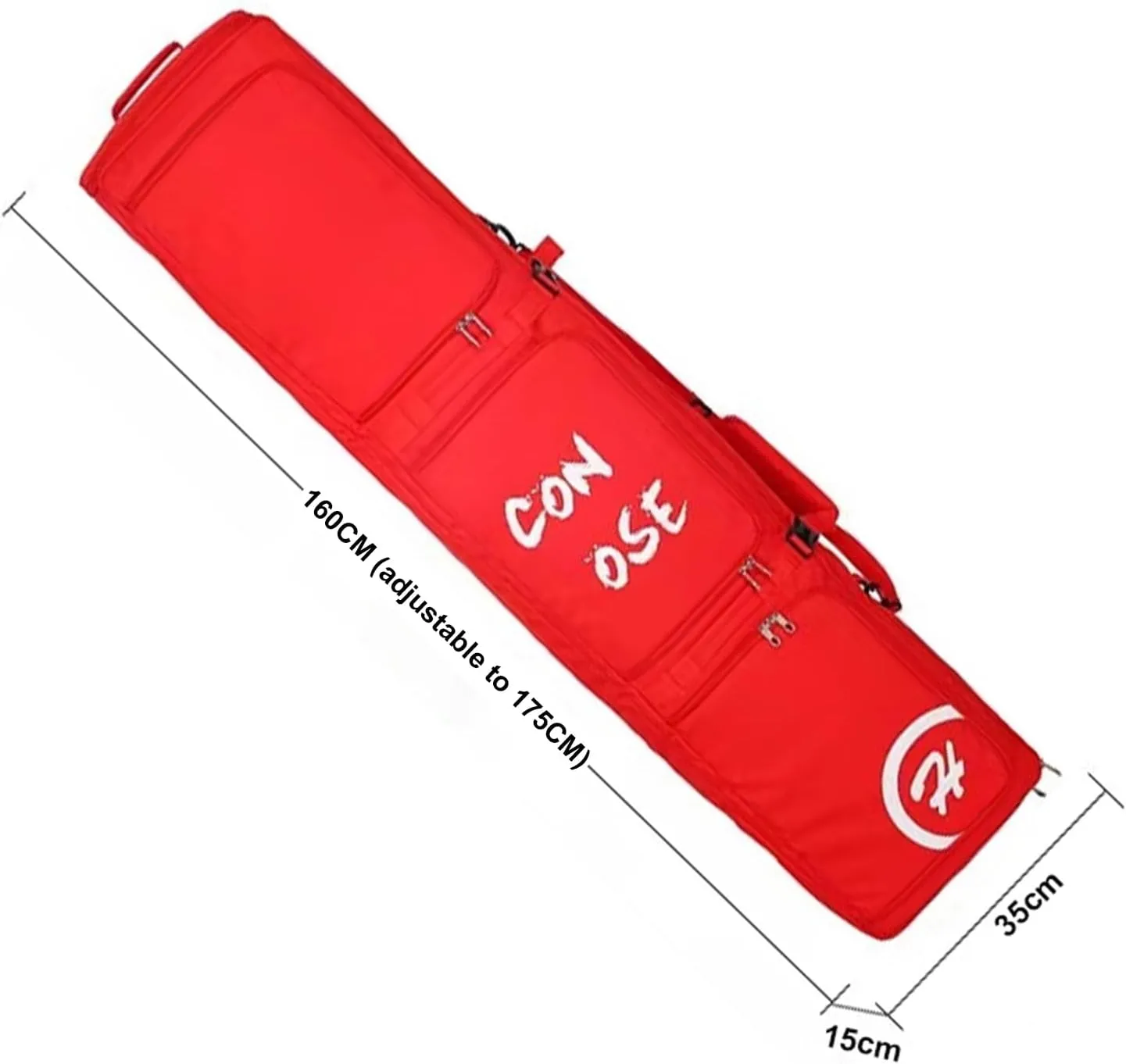 Double Rolling Ski Bag Store All Your Snowboarding Gear Waterproof Design Snowboard Bag for Air Travel Fully Adjustable fit 160cm-175cm Foldable Wheeled Ski Bag