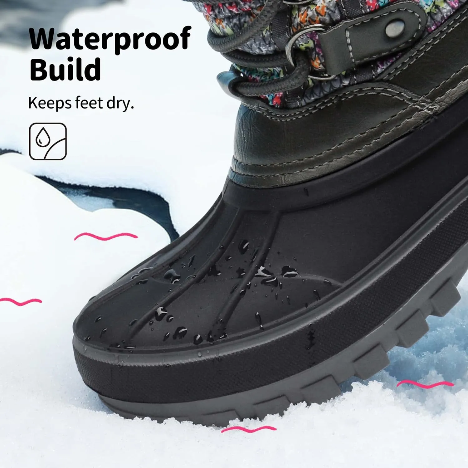 DREAM PAIRS Boys Girls Snow Boots Water-Resistant Outdoor Warm Cozy Anti-Slip Mid Calf Faux Fur Lining Insulated Winter Shoes for Little/Big Kids