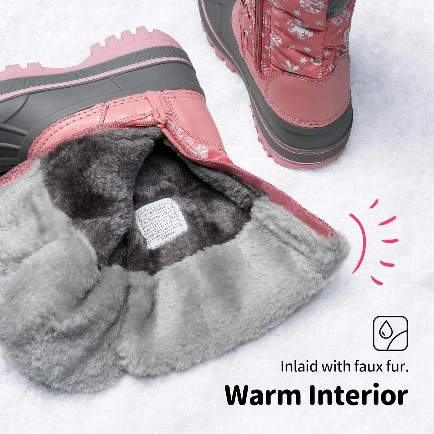 DREAM PAIRS Boys Girls Snow Boots Water-Resistant Outdoor Warm Cozy Anti-Slip Mid Calf Faux Fur Lining Insulated Winter Shoes for Little/Big Kids
