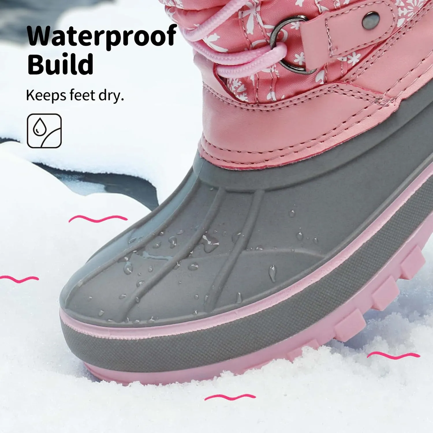 DREAM PAIRS Boys Girls Snow Boots Water-Resistant Outdoor Warm Cozy Anti-Slip Mid Calf Faux Fur Lining Insulated Winter Shoes for Little/Big Kids