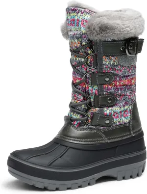 DREAM PAIRS Boys Girls Snow Boots Water-Resistant Outdoor Warm Cozy Anti-Slip Mid Calf Faux Fur Lining Insulated Winter Shoes for Little/Big Kids