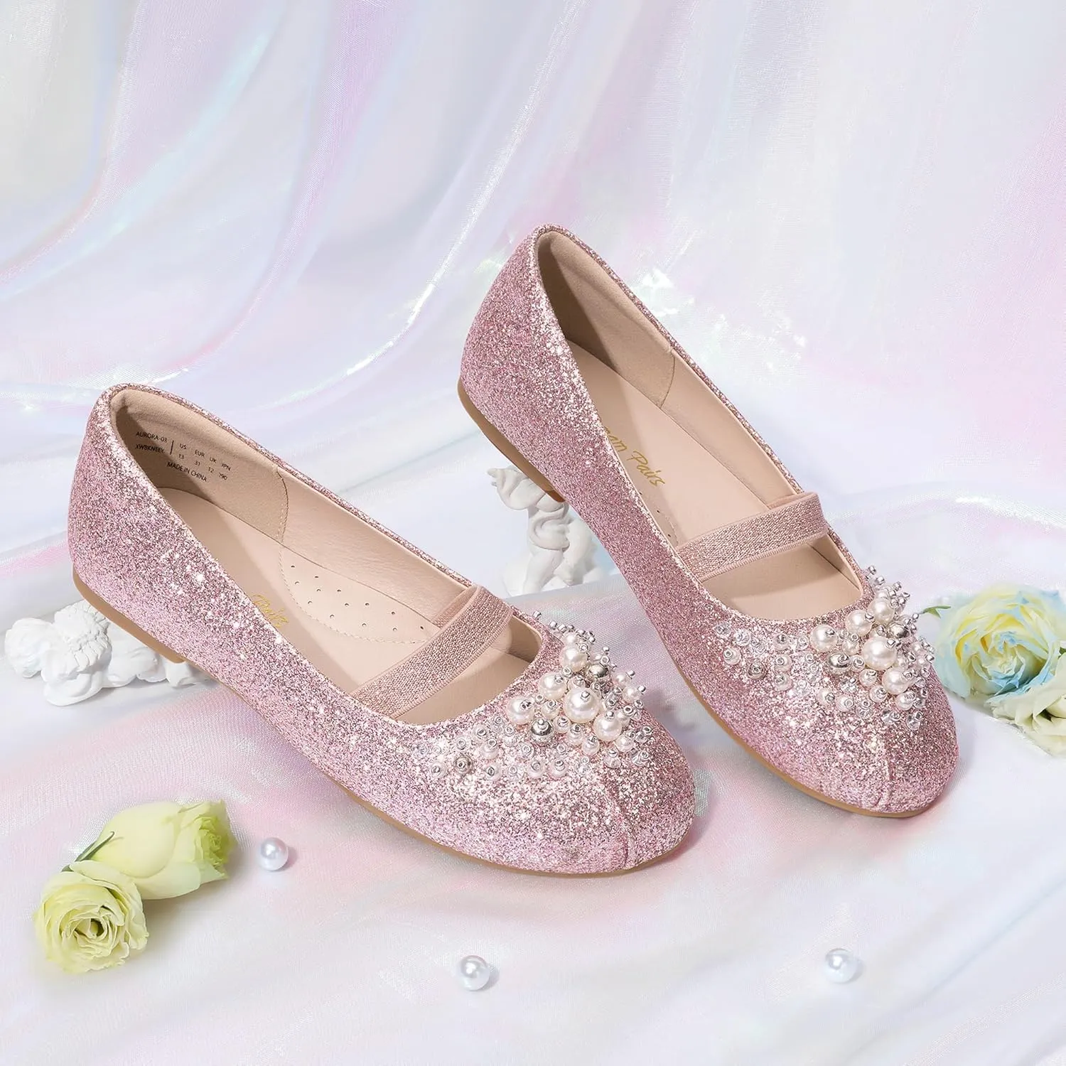DREAM PAIRS Girls Ballet Flats Flower Shoes Mary Jane Ballerina Flat Dress Shoes for Daily/Wedding/Party